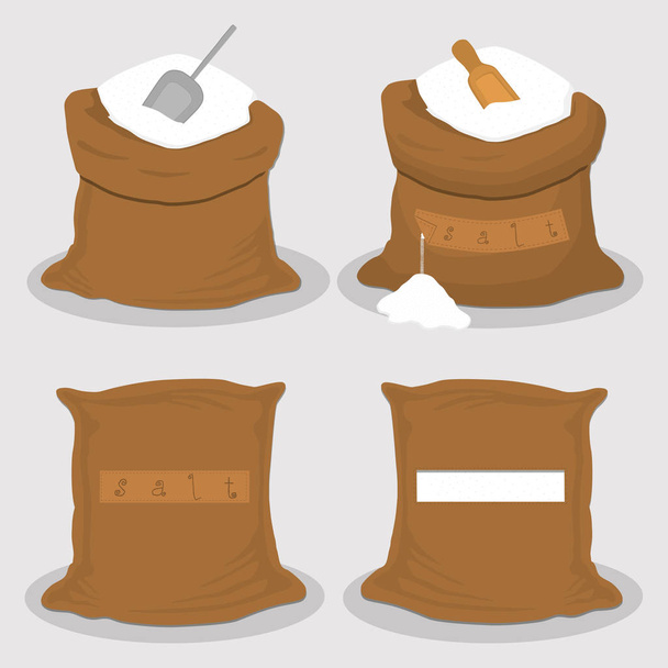 Illustrazione sul tema impostare diversi tipi sacchi riempito polvere sa
 - Vettoriali, immagini