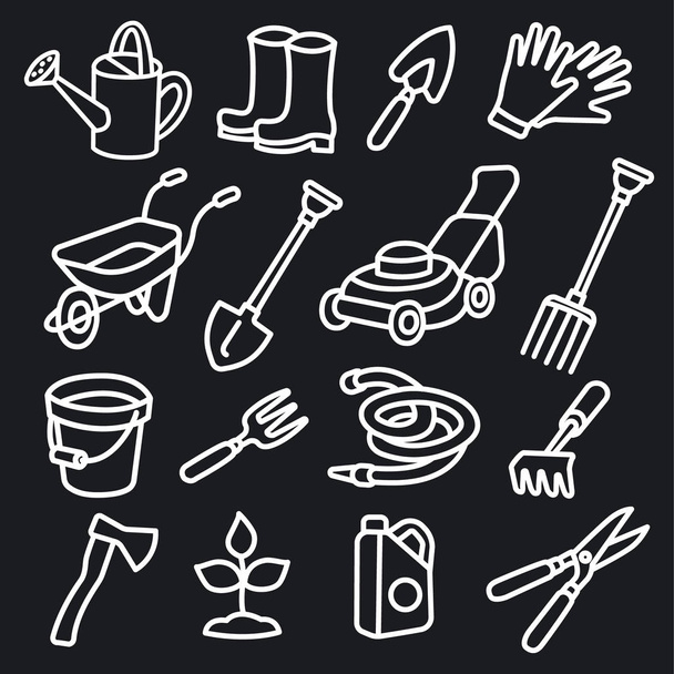 garden tools icons - Вектор,изображение