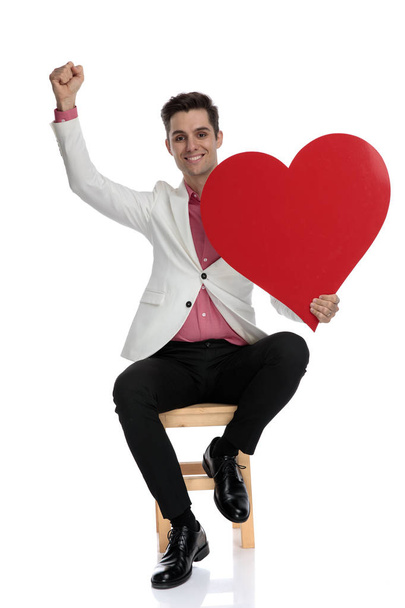 happy elegant man celebrates valentine's day - Zdjęcie, obraz