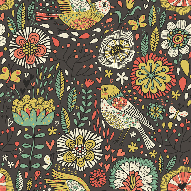 Retro floral seamless pattern - Vektori, kuva