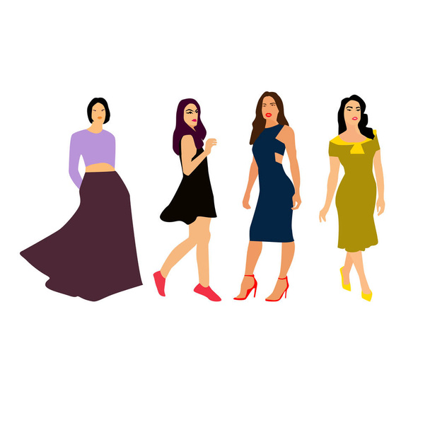 Set of Women collection dresses. Vector. - Vector, Image