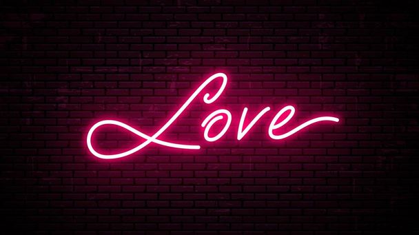 Love, red neon inscription - Vettoriali, immagini
