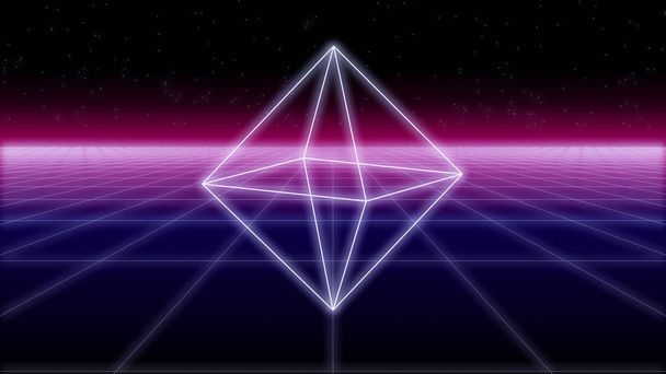 synthwave prism on a Retro Background 3d render - Photo, Image