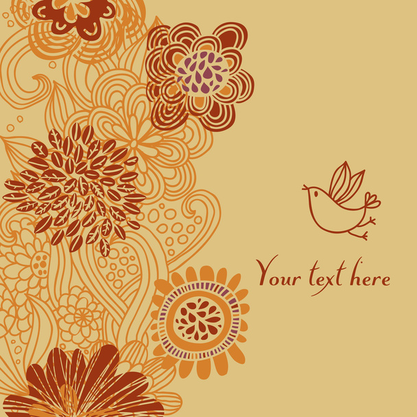 Retro floral background in autumn colors - Vector, Image