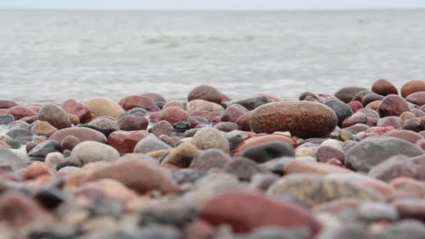 Closeup of a stony beach at evening - Footage, Video
