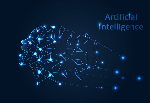 Abstract Artificial intelligence. Lines connected to thinkers, symbolizing the meaning of artificial intelligence. Technology web background. Virtual concept - Vector, Image