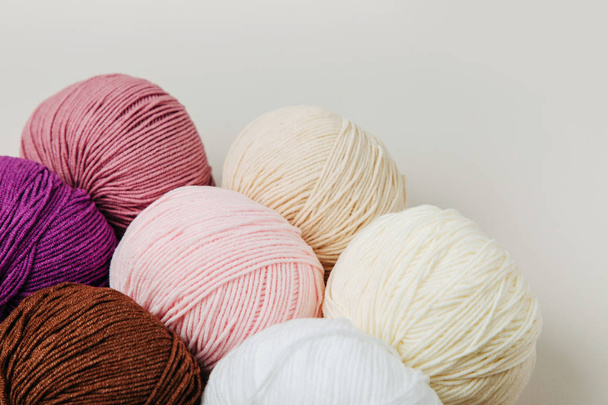 Colorful yarn for knitting on White background.  - Foto, imagen