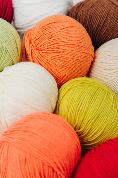 Colorful yarn for knitting on White background.  - Foto, afbeelding