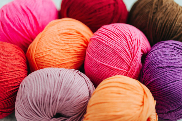 Colorful yarn for knitting on White background.  - Zdjęcie, obraz