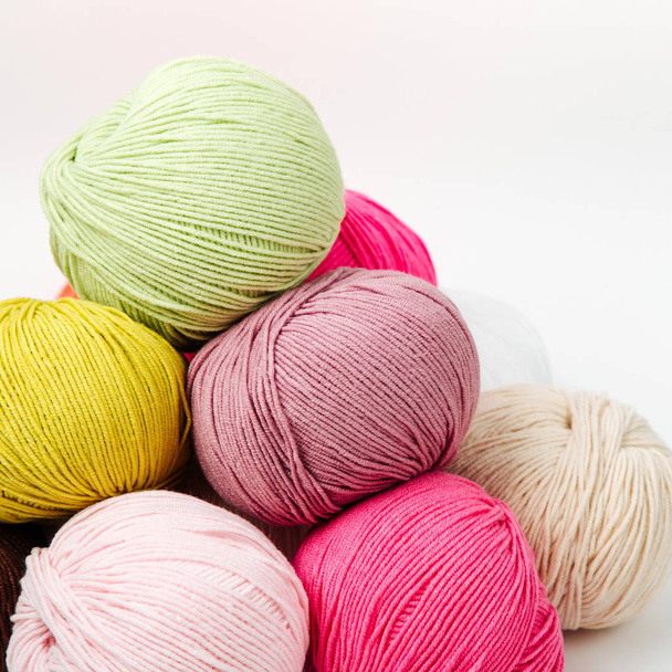 Colorful yarn for knitting on White background.  - Photo, Image