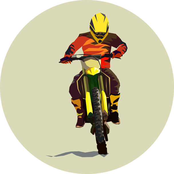 Versenyző és sport motocross bike vektor ikon - Vektor, kép