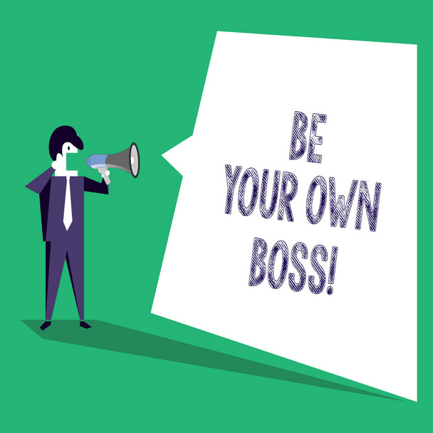 Text sign showing Be Your Own Boss. Conceptual photo Start company Freelancing job Entrepreneur Startup Invest. - Photo, Image