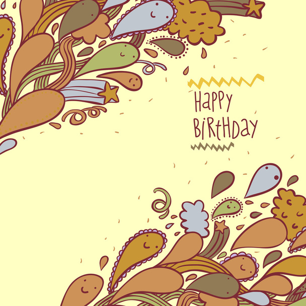 Birthday holiday card. Funny cartoon vector background - Vetor, Imagem