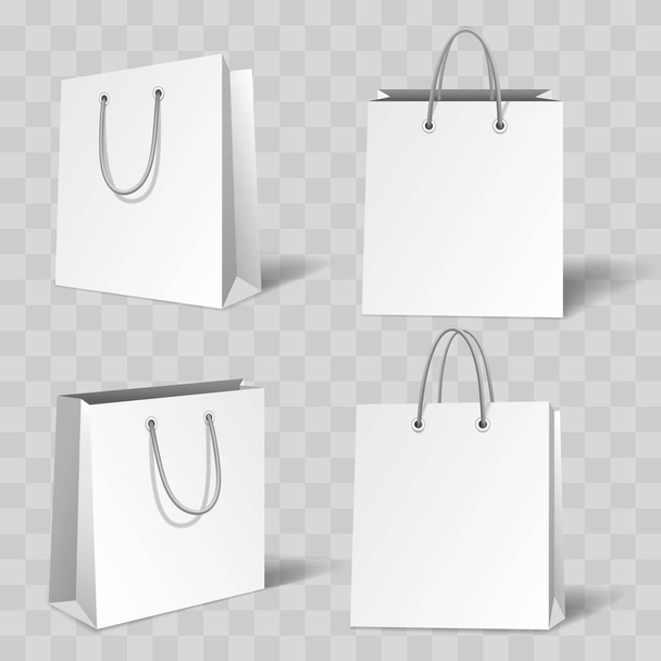 Realista mockup bolsa de papel blanco
 - Vector, imagen