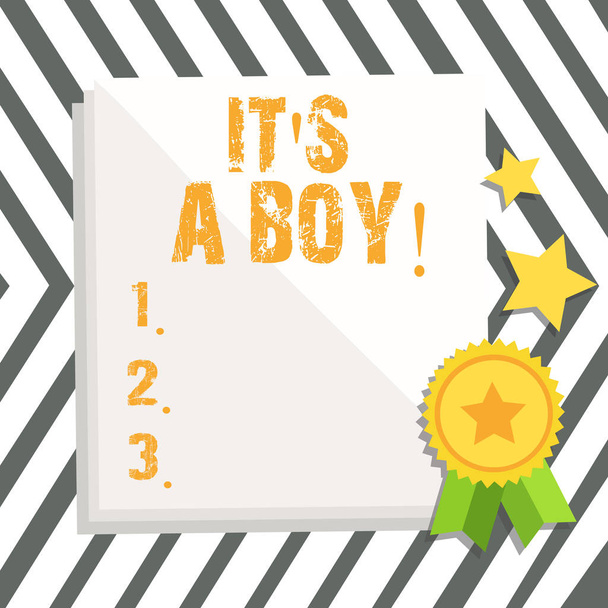 Tekstiä kirjoitetaan "S A Boy". Business käsite Mies vauva on tulossa Sukupuoli paljastaa Celebration
. - Valokuva, kuva