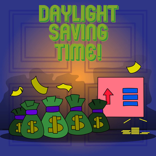 Handwriting text writing Daylight Saving Time. Concept meaning advancing clocks during summer to save electricity. - Photo, Image