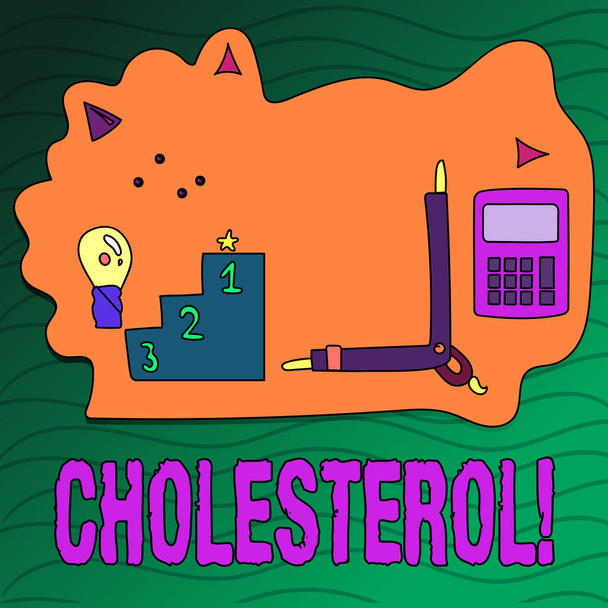 Handgeschreven tekst schrijven van Cholesterol. Concept, wat betekent dat Low Density Lipoprotein hoge dichtheid lipoproteïne Fat overgewicht. - Foto, afbeelding