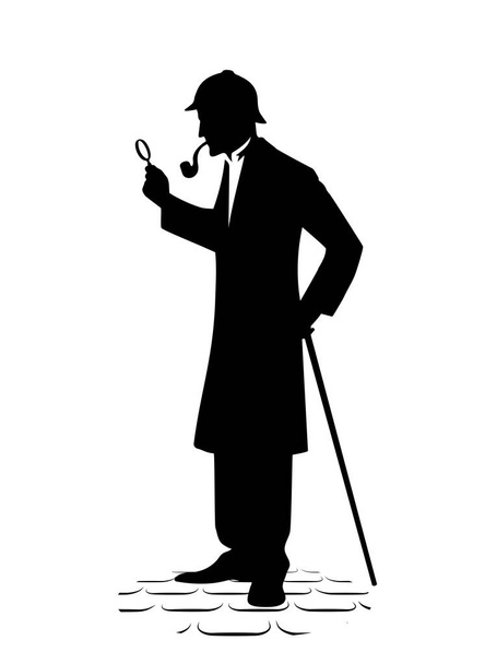 Icon of the detective with a magnifying glass. - Διάνυσμα, εικόνα