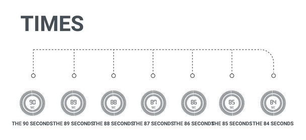 84 秒、85 秒、th など 7 アイコンの簡単なセット - ベクター画像