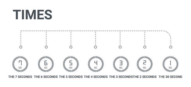 simple set of 7 icons such as the 30 second, the 2 seconds, the  - Vector, Image