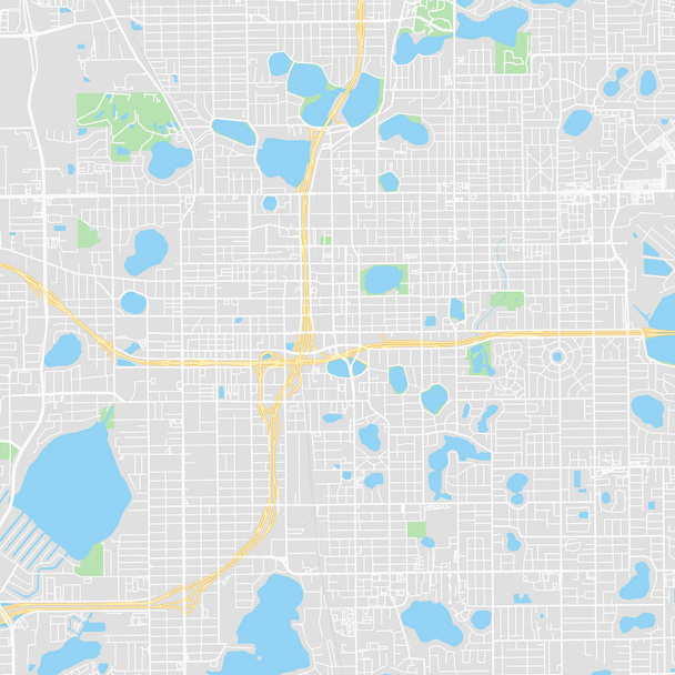 Centru města Vektorová mapa města Orlando, Spojené státy - Vektor, obrázek