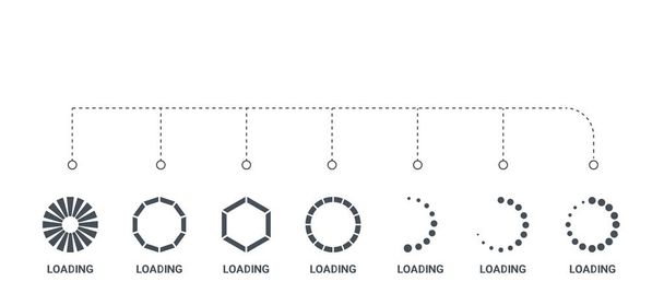 eenvoudige set van 7 iconen zoals laden, laden, laden, van c - Vector, afbeelding