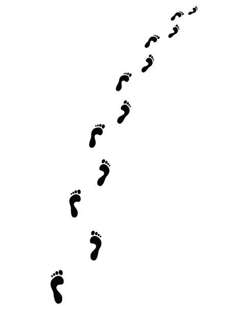 Следы человеческих босых шагов, повернуть налево или направо - Вектор,изображение