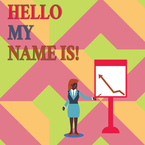Κείμενο πινακίδα που δείχνει Hello My όνομα ΗΣ εννοιολογική φωτογραφία καθιέρωση τον εαυτό σας να συναντήσουν κάποιον νέα παρουσίαση. - Φωτογραφία, εικόνα