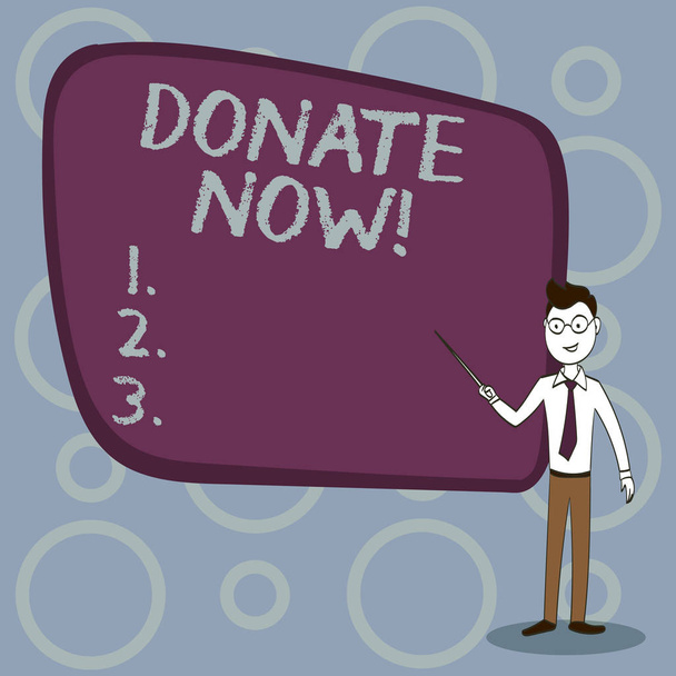 Signo de texto que muestra Donar ahora. Foto conceptual Dar algo a la caridad Ser donante de órganos Ayudar a otros
. - Foto, imagen