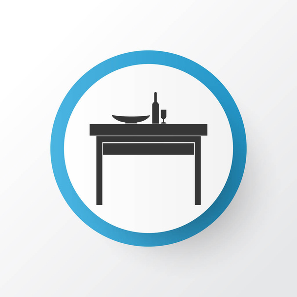 ダイニング テーブル アイコンのシンボル。トレンディなスタイルのプレミアム品質分離ディナー要素. - ベクター画像