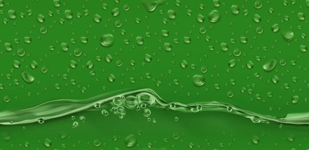 Drops. Green seamless pattern. 3d realistic vector - Vector, Image