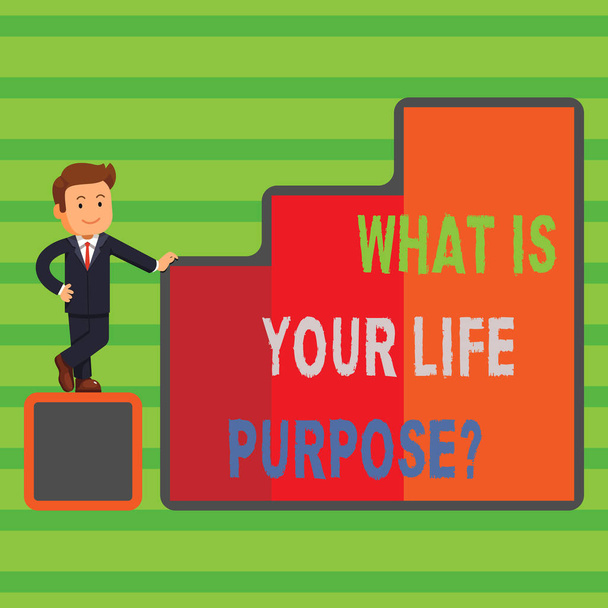 何があなたの人生 Purposequestion のテキストの書き込みを単語します。個人的な定量目標を達成する目標のビジネス コンセプト. - 写真・画像