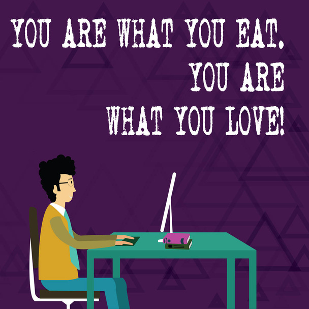 Zápis poznámky zobrazeno jste se co budete jíst vám jsou What You Love. Obchodní fotografie představí začít jíst zdravé jídlo. - Fotografie, Obrázek