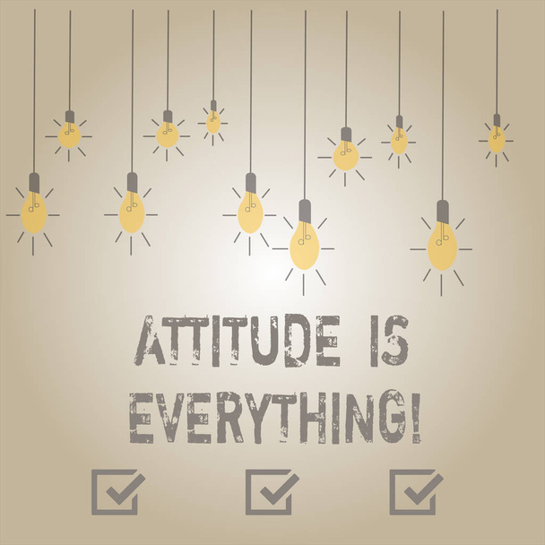 Escribir una nota que muestra la actitud lo es todo. Foto de negocios mostrando Perspectivas personales Orientación Comportamiento
. - Foto, imagen