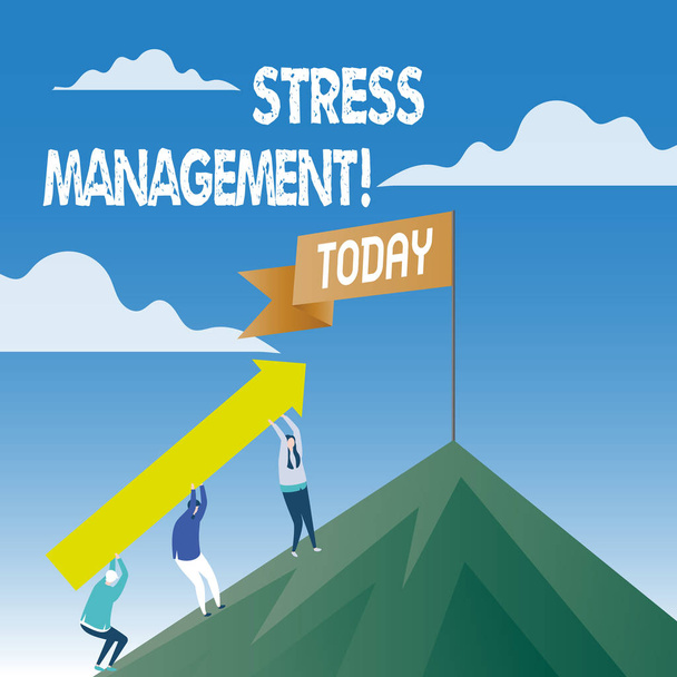 ストレス管理のテキストの書き込みを単語します。瞑想療法リラクゼーション陽性ヘルスケア ビジネス コンセプト. - 写真・画像