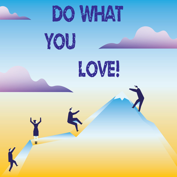 Scrittura concettuale a mano che mostra Do What You Love. Business photo text Desiderio positivo Felicità Interesse Piacere Scelta felice
. - Foto, immagini