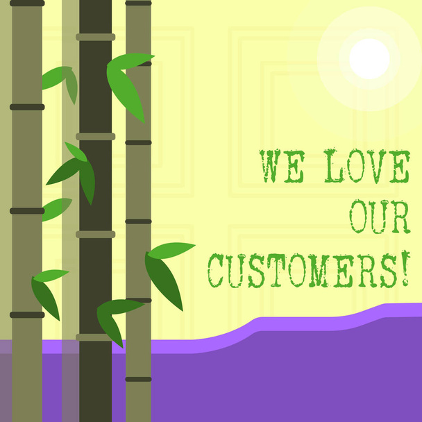 Kirjoittaminen viesti osoittaa Rakastamme asiakkaitamme. Business valokuva esittelee Client ansaitsee hyvää palvelua tyytyväisyyttä
. - Valokuva, kuva