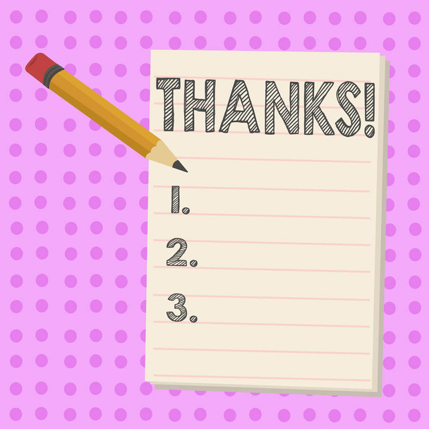 Schrijven van notitie weergegeven: Bedankt. Zakelijke foto presentatie van waardering groet Acknowledgment dankbaarheid. - Foto, afbeelding