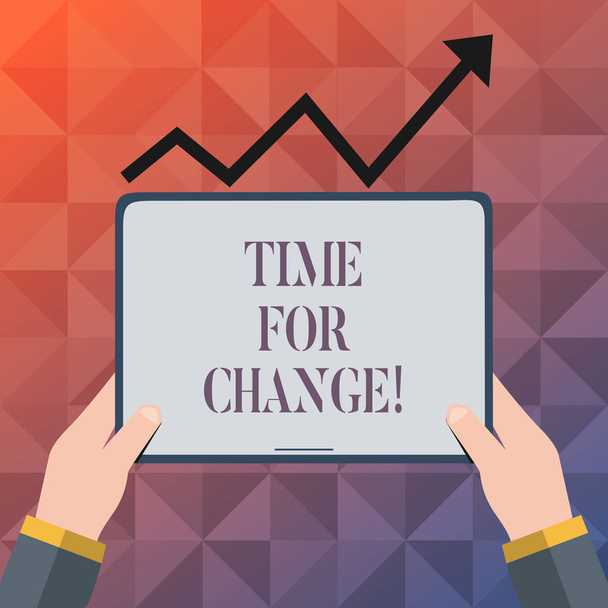 Szöveg jel mutatja az idő a változás. Fogalmi fénykép átmeneti nő javítása átalakítása fejlesztése. - Fotó, kép