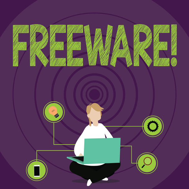 Scrittura concettuale a mano che mostra Freeware. Software applicativo disponibile per l'uso senza alcun costo monetario
. - Foto, immagini