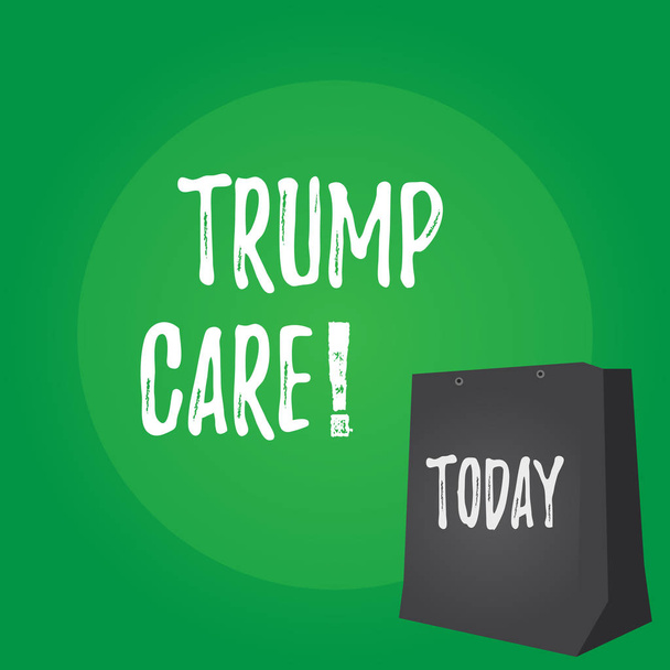 Handgeschreven tekst Trump Care. Begrip betekenis verwijst naar vervanging voor betaalbare zorg Act in de Verenigde Staten. - Foto, afbeelding