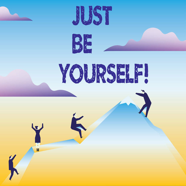 Écriture conceptuelle montrant Just Be Yourself. Business photo texte Self Attitude Confiance Vraie confiance Honnêteté Motivation
. - Photo, image