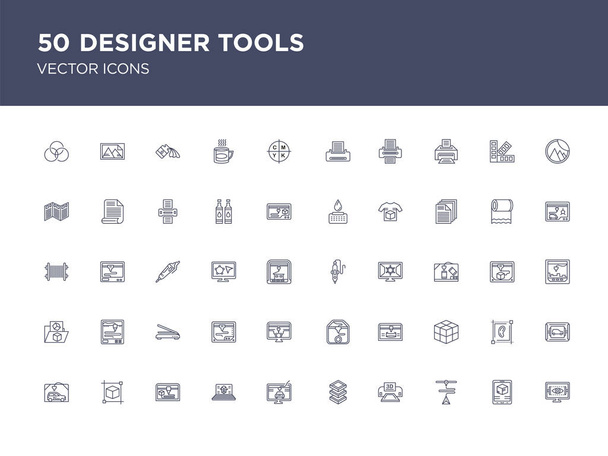 50 ensemble d'outils concepteurs icônes vectorielles telles que visuel, cube, 3d p
 - Vecteur, image