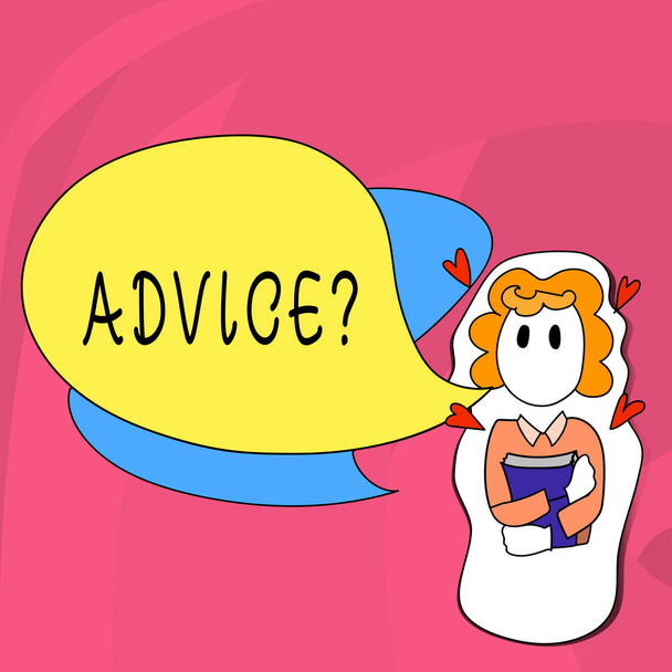 Word pisanie tekstu Advicequestion. Koncepcja biznesowa dla poradnictwa zachęty pomoc polecam wsparcie kierowania. - Zdjęcie, obraz