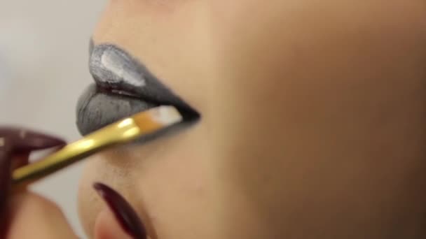 das schwarze Lippenstift Make-up - Filmmaterial, Video