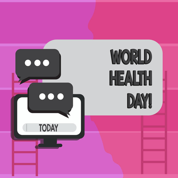 Nota scritta che mostra la Giornata Mondiale della Sanità. Foto aziendale in mostra Data speciale per attività sane Prevenzione della cura
. - Foto, immagini