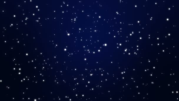 Brillante cielo nocturno oscuro con estrellas de fondo con luces de partículas blancas parpadeantes
. - Imágenes, Vídeo
