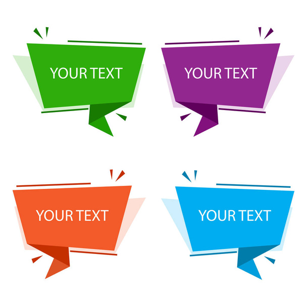 Set of colorful origami banners for your text. Text boxes for presentation or promotion. Vector illustration - Vektor, obrázek