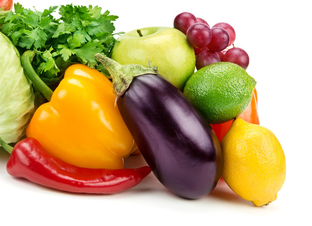 set of fruits and vegetables isolated on white background - Photo, Image