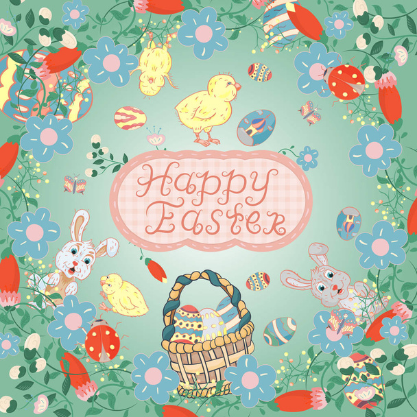 illustration in childrens _ 15 _ style on the theme of Easter, circu
 - Вектор,изображение